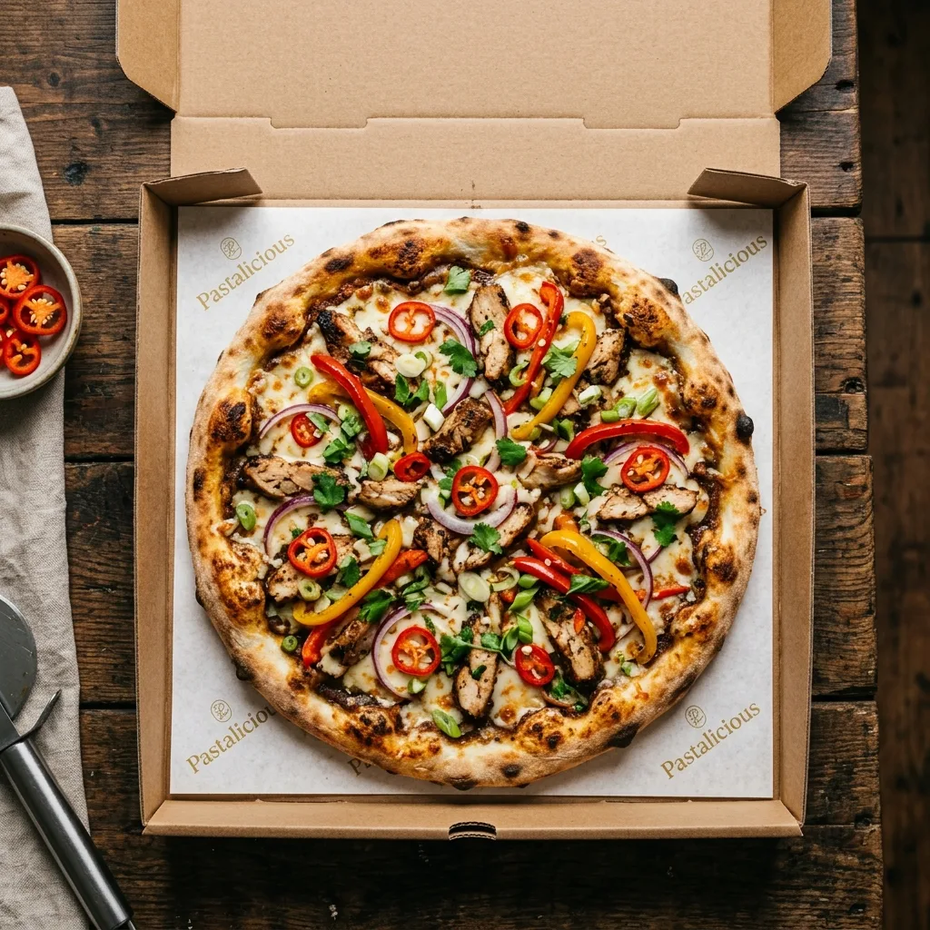 Jerk Chicken pizza in Pastalicious box