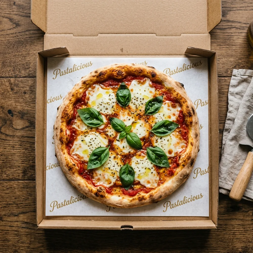 Margherita pizza in Pastalicious box