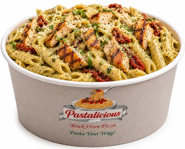 Creamy pesto chicken pasta with fresh basil