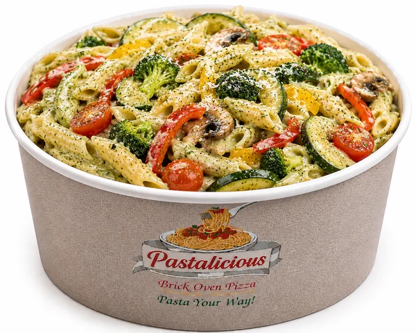 Creamy vegetarian pesto penne pasta